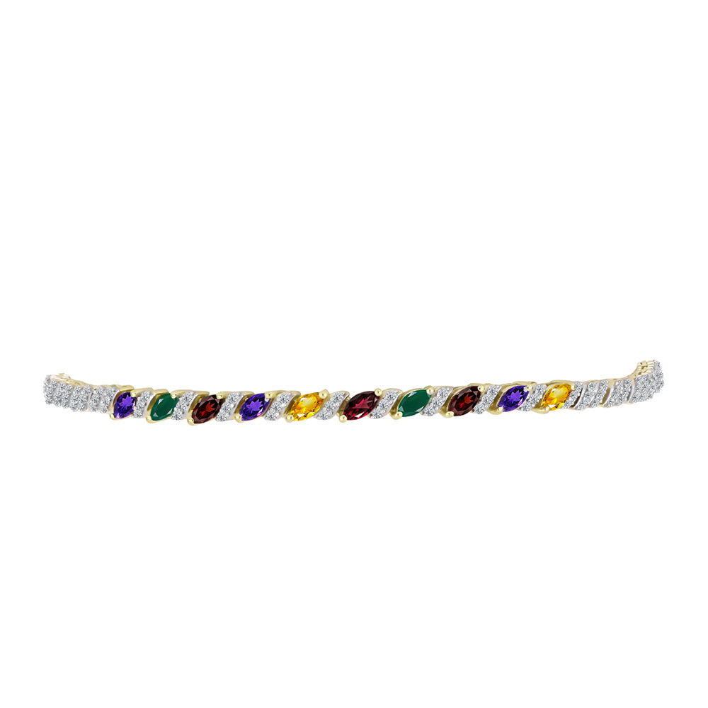 Goldplattiertes Silberarmband mit marokkanischem Amethyst und Zitrin aus dem Ural