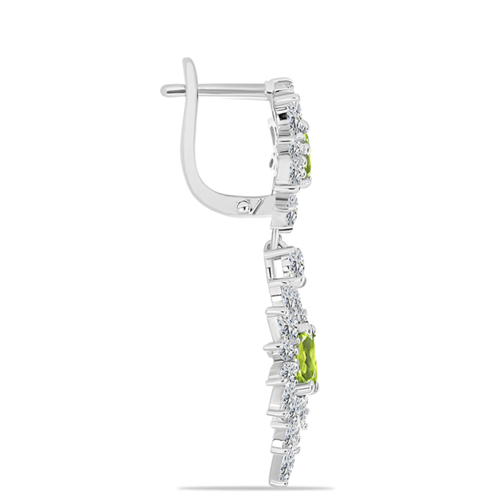 Silberohrringe mit Peridot aus Changbai und weißem Topas
