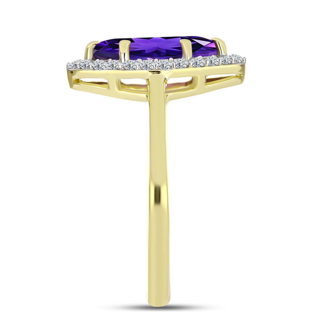 Goldplattierter Silberring mit marokkanischem Amethyst und weißem Topas