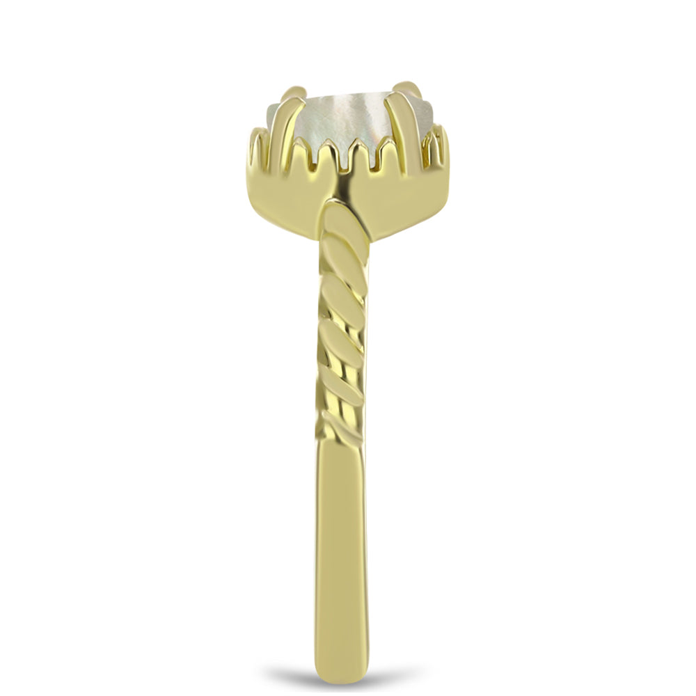 Goldplattierter Silberring mit Perlmutt