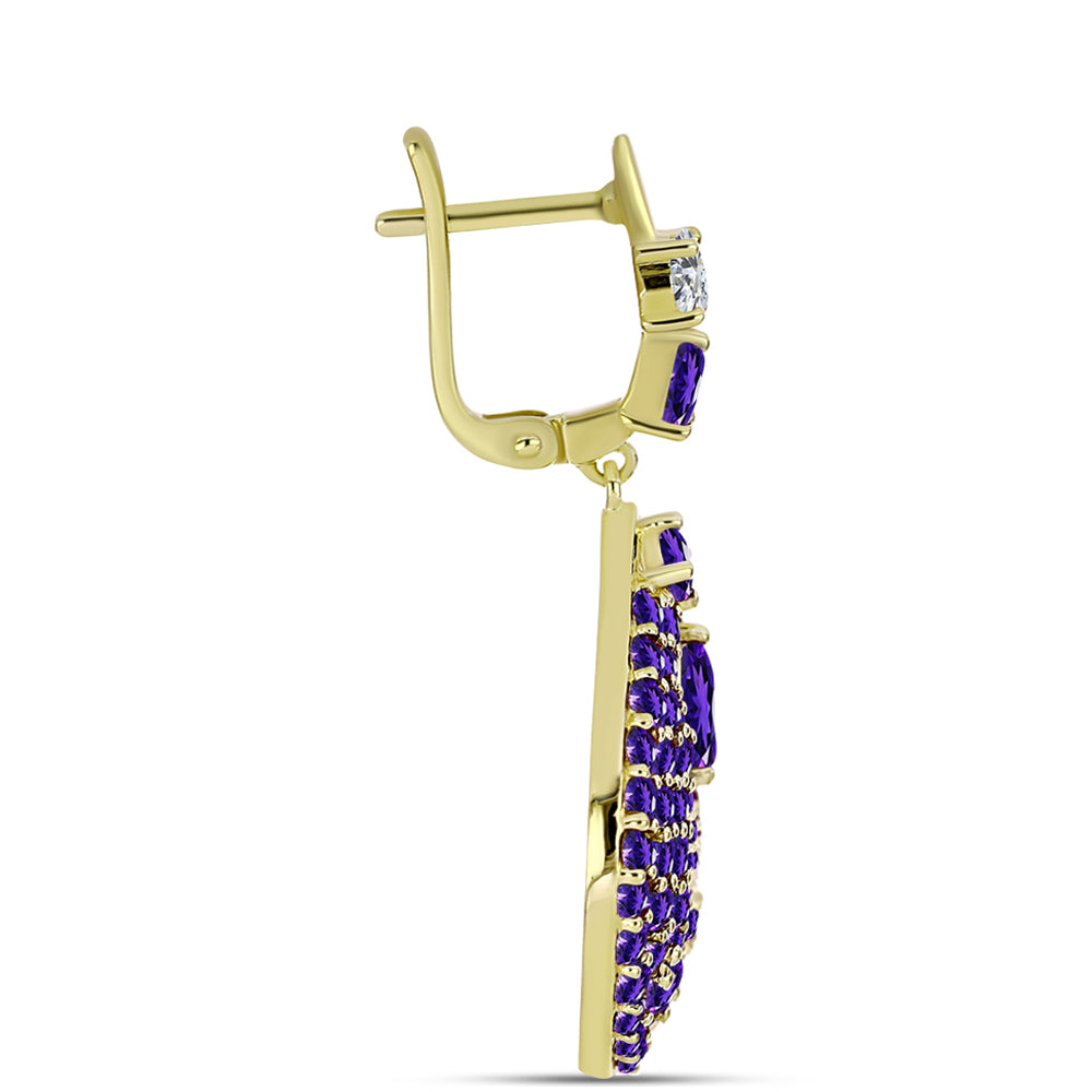 Goldplattierte Silberohrringe mit marokkanischem Amethyst und weißem Topas
