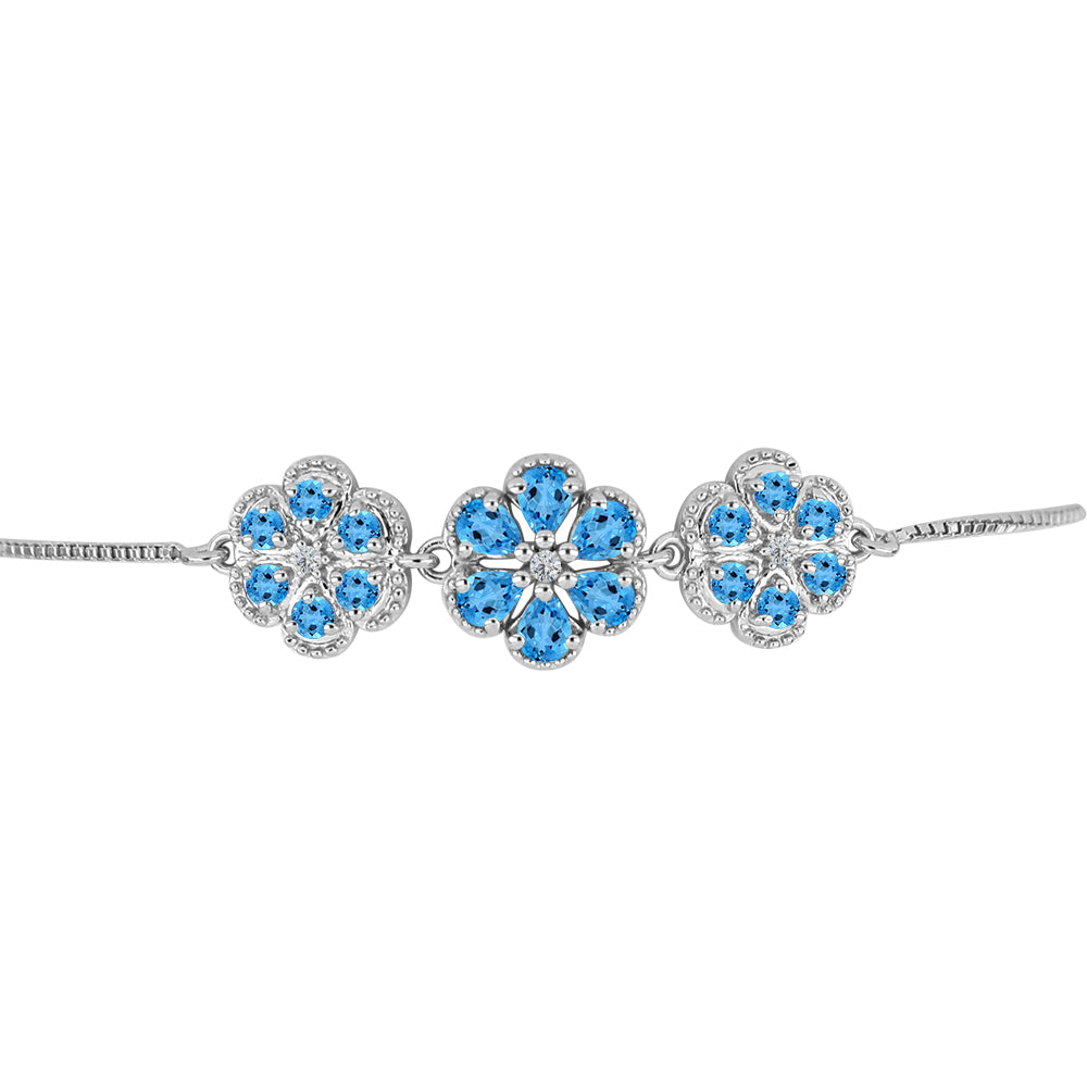 Silberarmband mit schweizerischem Blautopas und weißem Topas