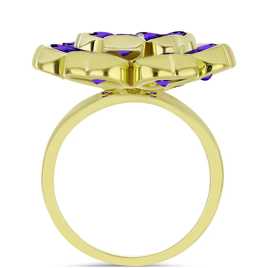 Goldplattierter Silberring mit marokkanischem Amethyst und weißem Topas