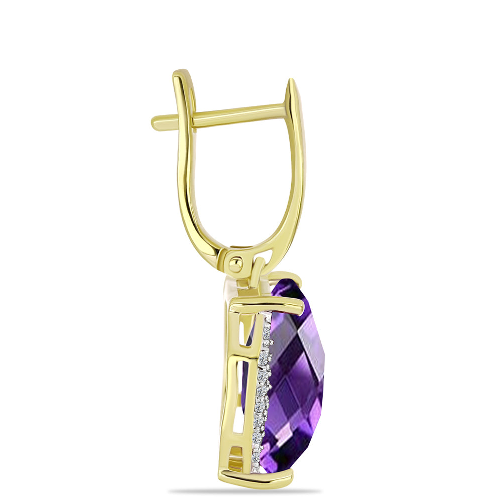 Goldplattierte Silberohrringe mit marokkanischem Amethyst und weißem Topas
