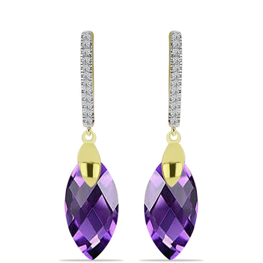 Goldplattierte Silberohrringe mit marokkanischem Amethyst und weißem Topas