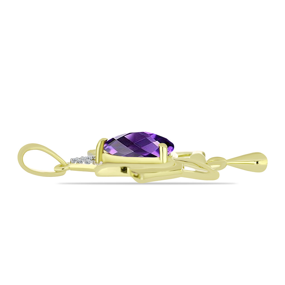 Goldplattierter Silberanhänger mit marokkanischem Amethyst und weißem Topas