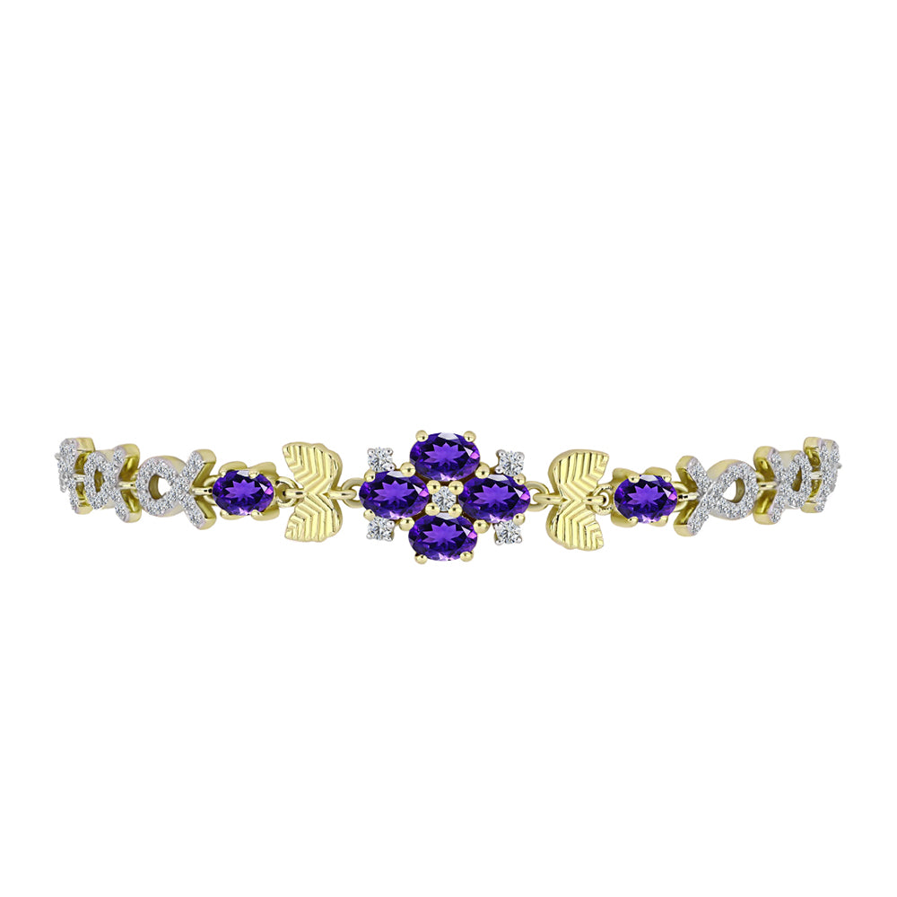Goldplattiertes Silberarmband mit marokkanischem Amethyst und weißem Topas