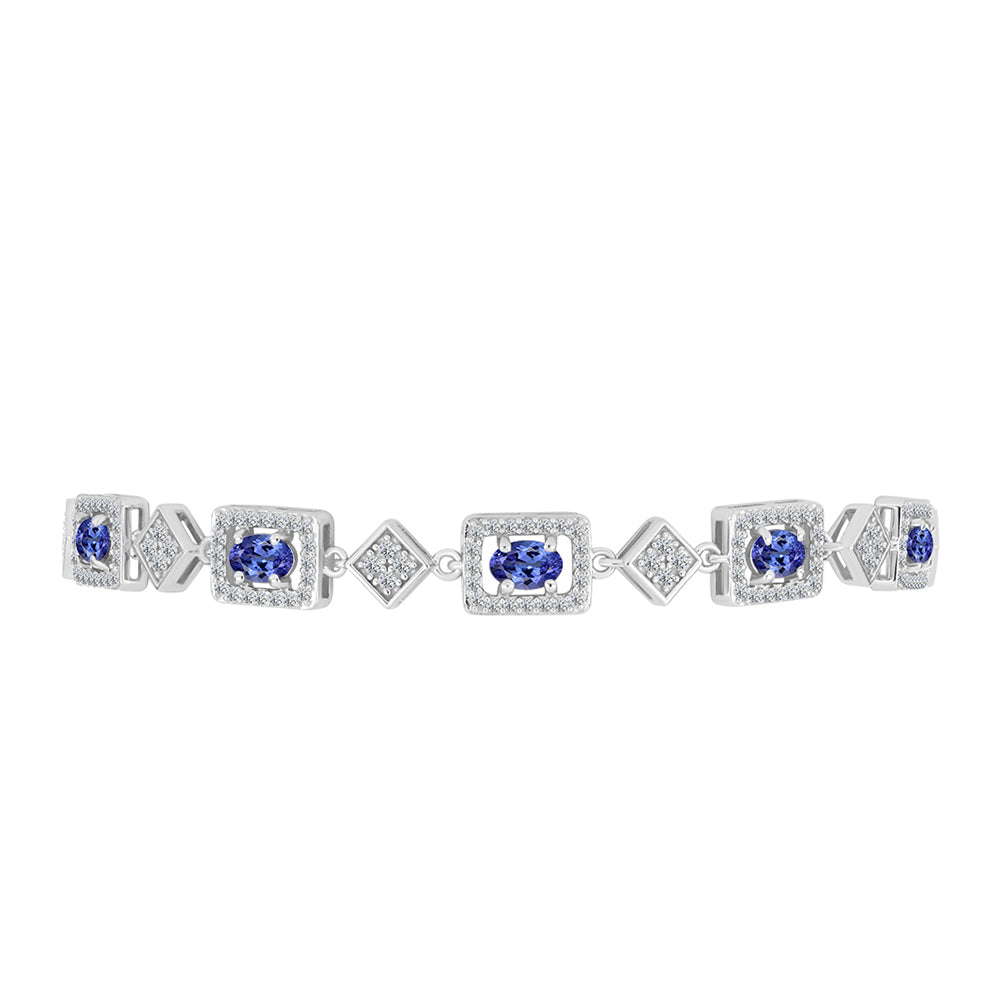 Silberarmband mit Tansanit - Klasse AAA und weißem Topas