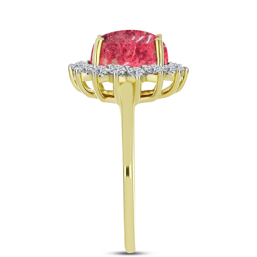 Goldplattierter Silberring mit Thulit und weißem Topas