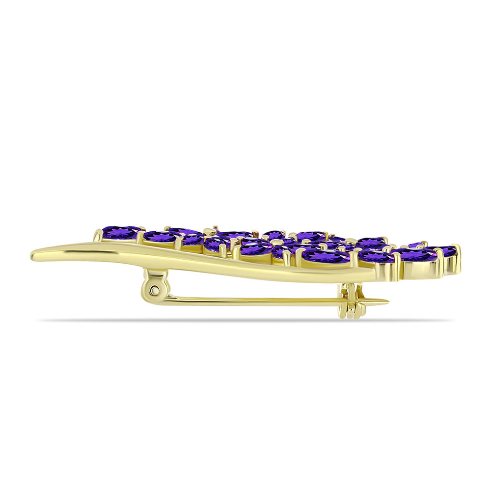 Goldplattierte Silberbrosche mit marokkanischem Amethyst