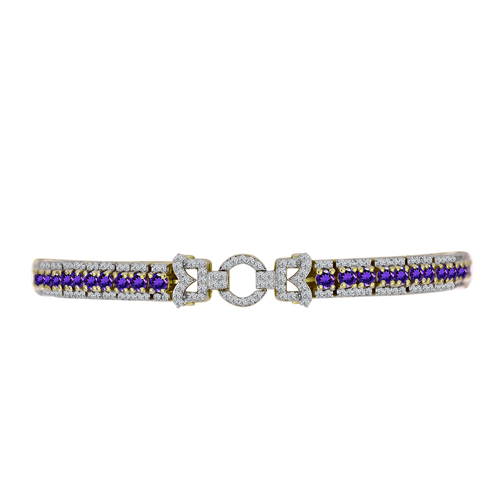 Goldplattiertes Silberarmband mit marokkanischem Amethyst und weißem Topas