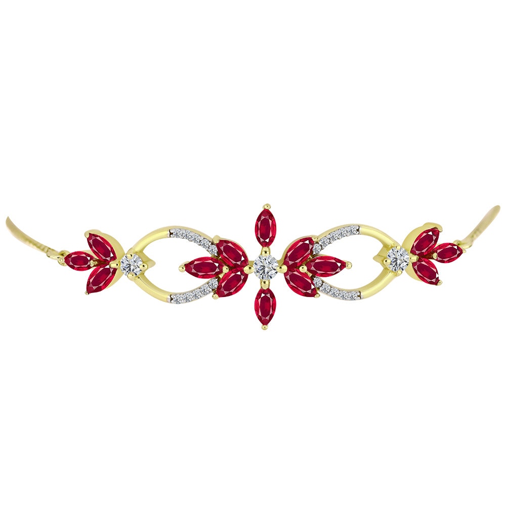 Goldplattiertes Silberarmband mit Rubin aus Madagaskar und weißem Topas