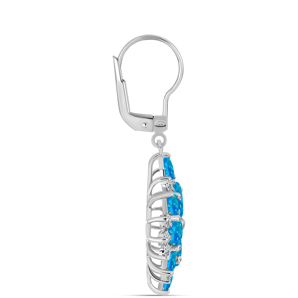 Silberohrringe mit äthiopischem Paraiba-Blauopal und weißem Topas