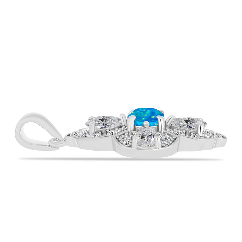 Silberanhänger mit äthiopischem Paraiba-Blauopal und weißem Topas