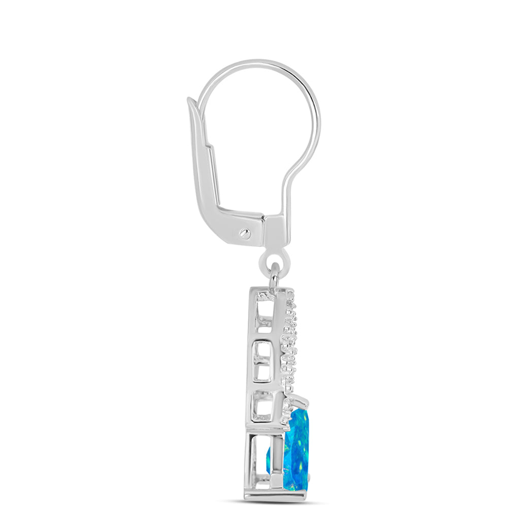 Silberohrringe mit äthiopischem Paraiba-Blauopal und weißem Topas