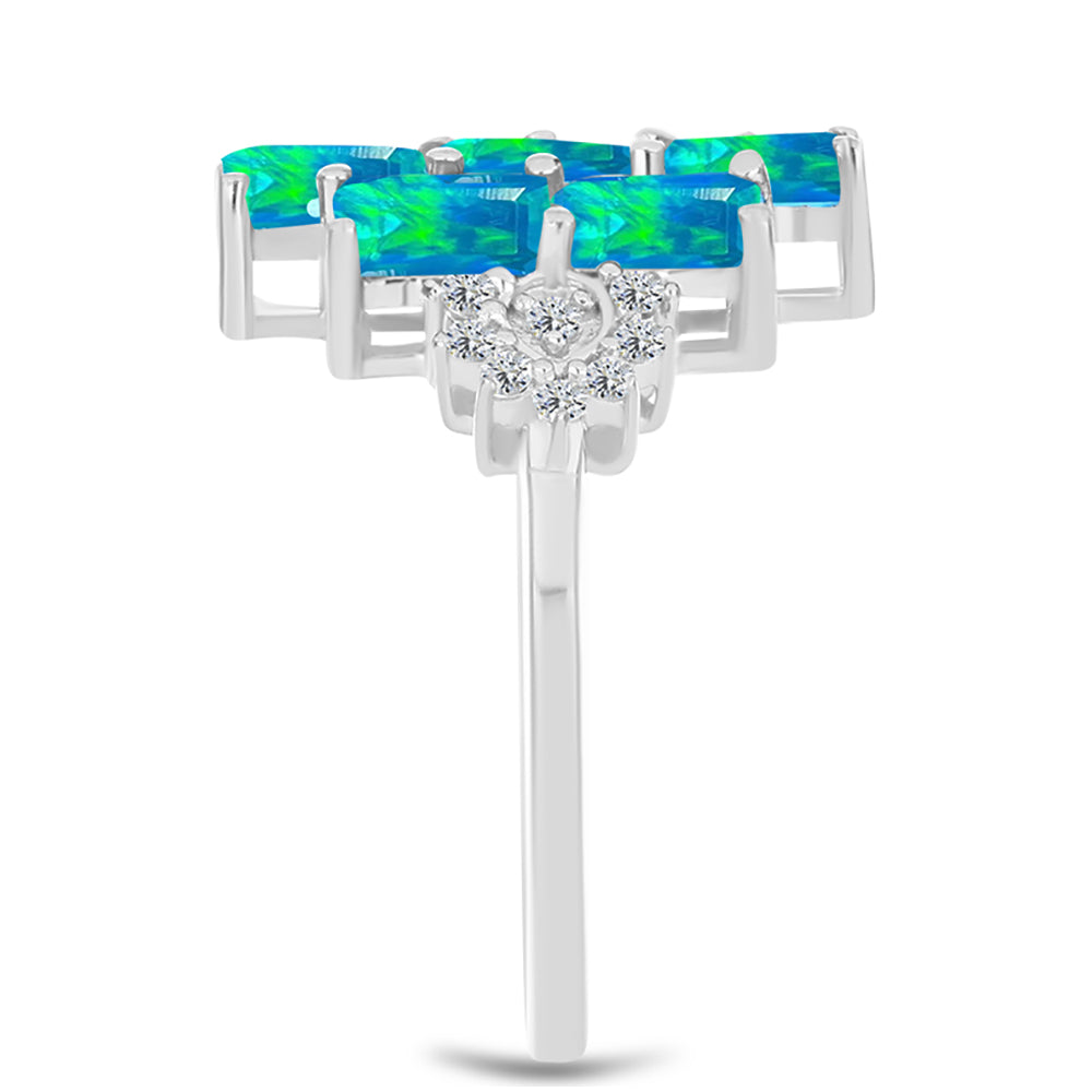 Silberring mit äthiopischem Paraiba-Blauopal und weißem Topas