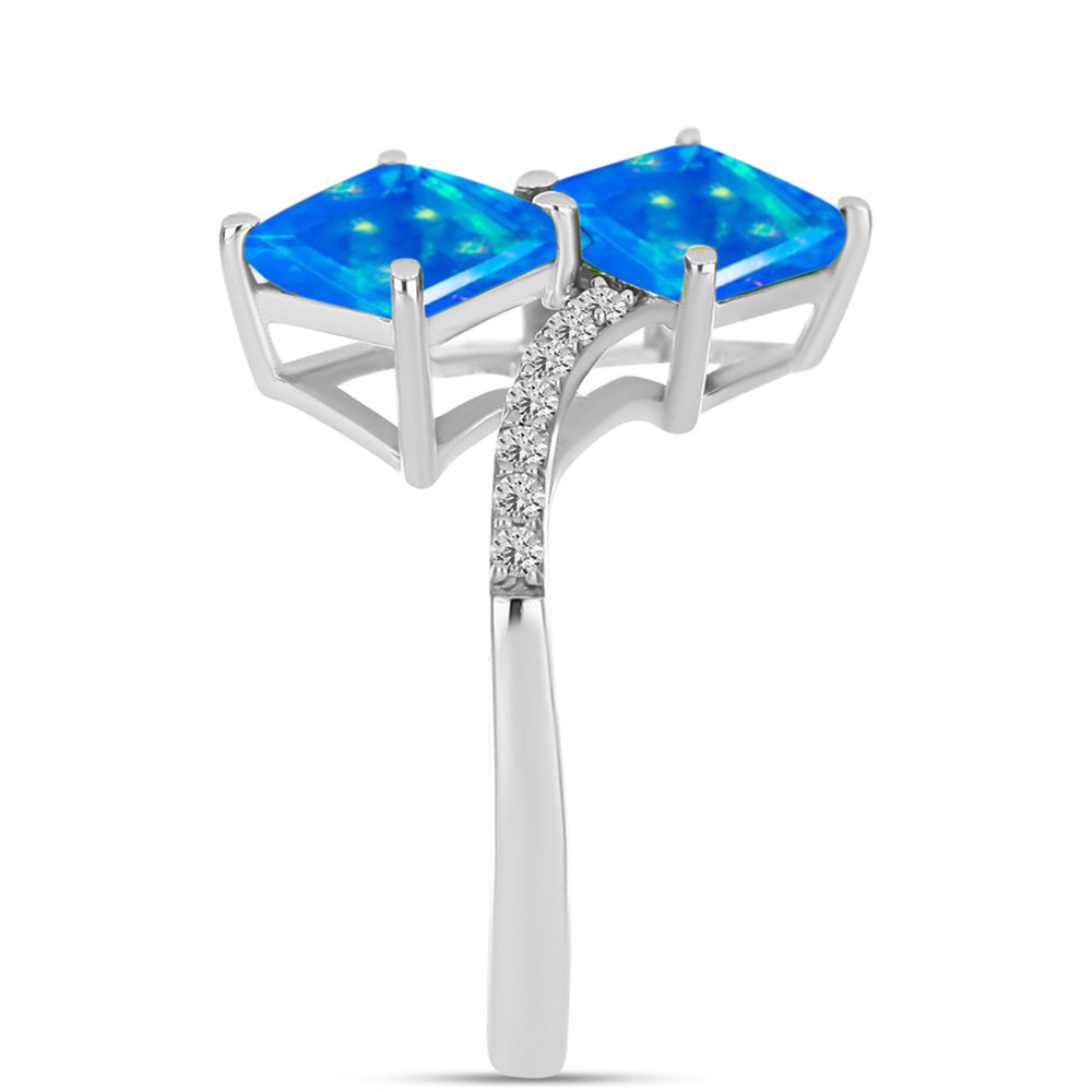 Silberring mit äthiopischem Paraiba-Blauopal und weißem Topas