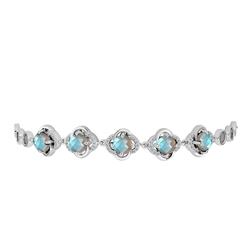 Silberarmband mit Labradorit aus Gullgruvene und weißem Topas