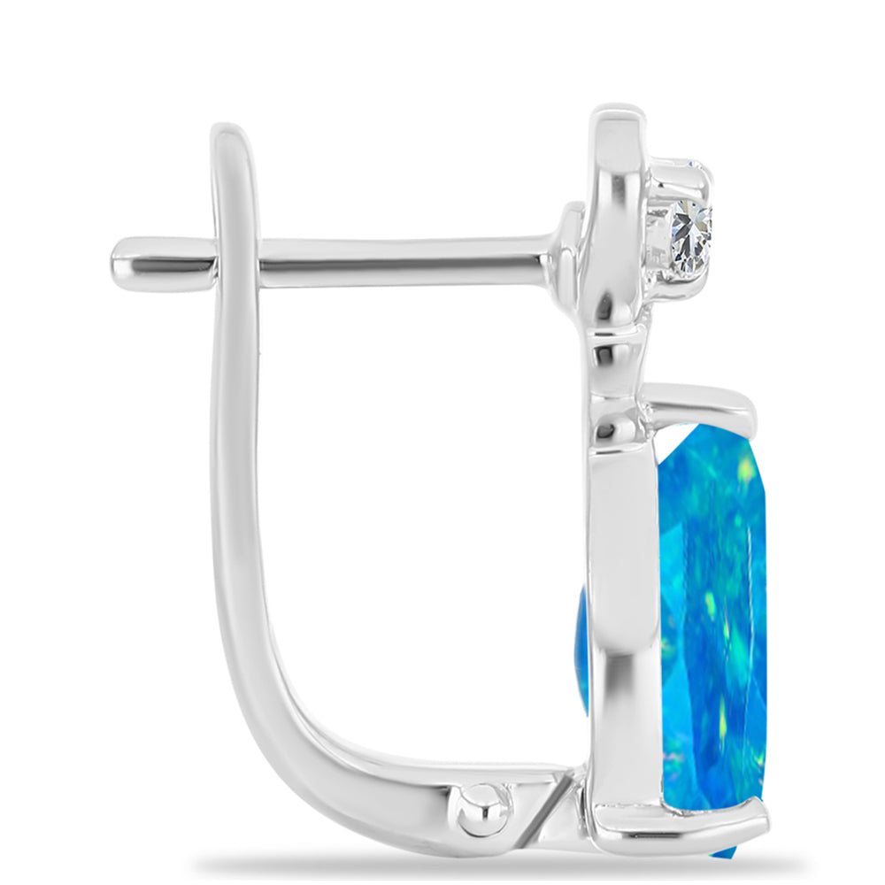 Silberohrringe mit äthiopischem Paraiba-Blauopal und weißem Topas