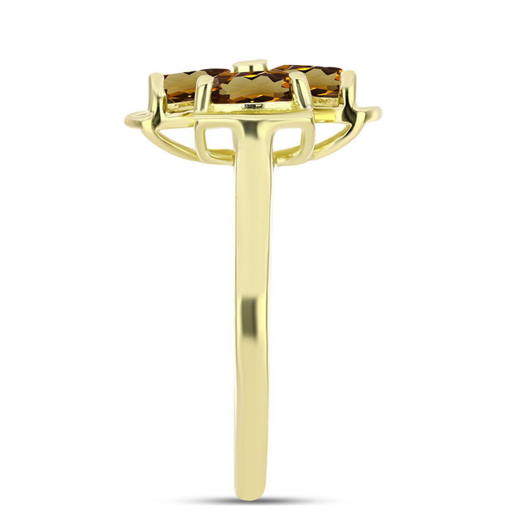 Goldplattierter Silberring mit Cognac-Quarz