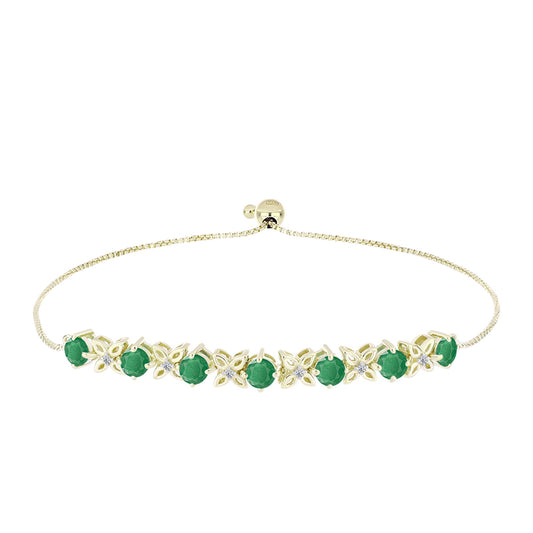 Goldplattiertes Silberarmband mit brasilianischem Smaragd und weißem Topas
