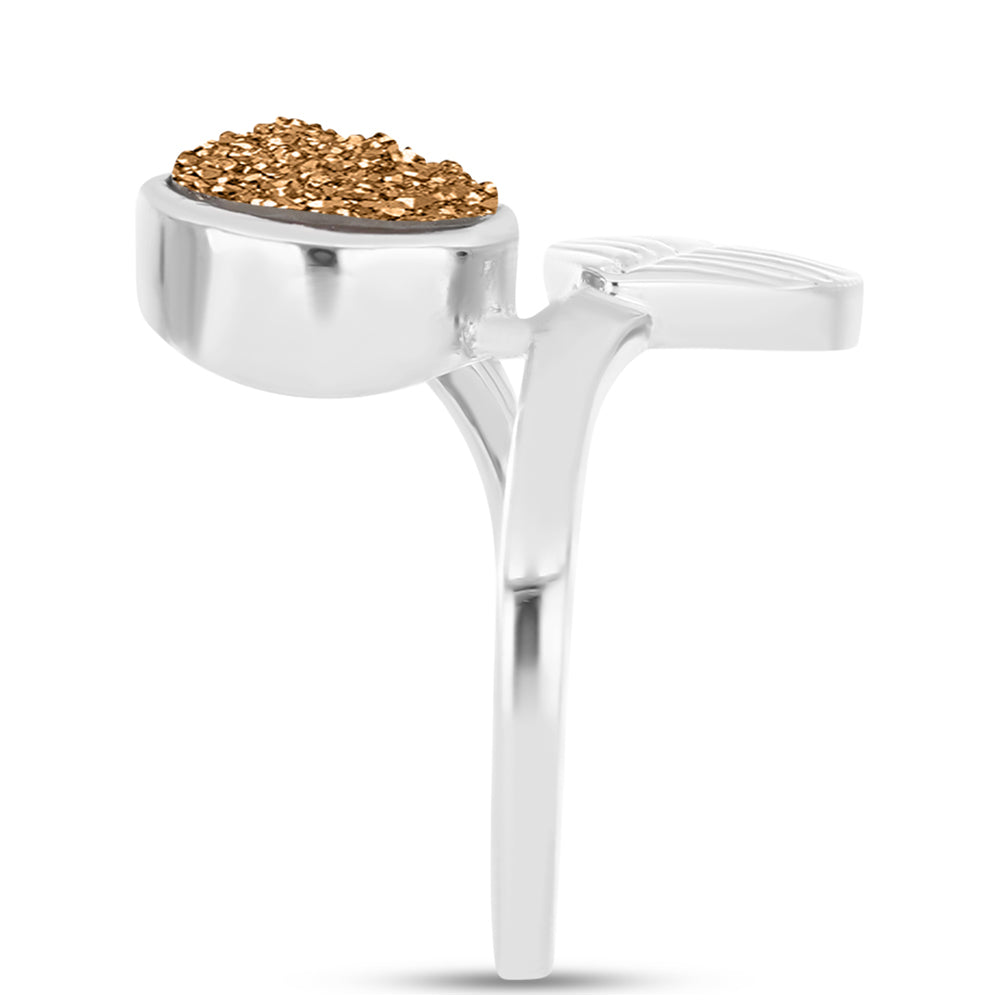 Silberring mit goldfarbener Druse