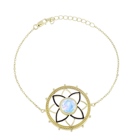 Goldplattiertes Silberarmband mit Regenbogenmondstein
