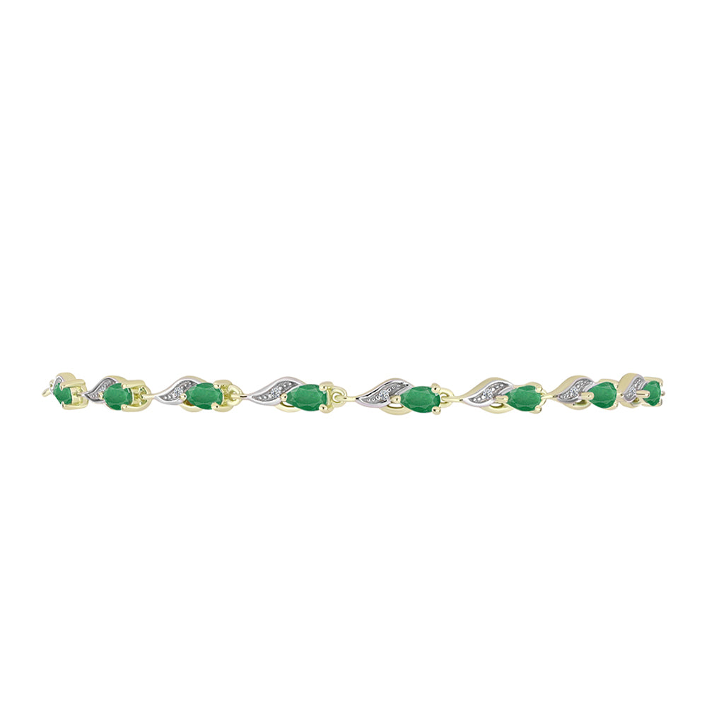 Goldplattiertes Silberarmband mit brasilianischem Smaragd und weißem Topas