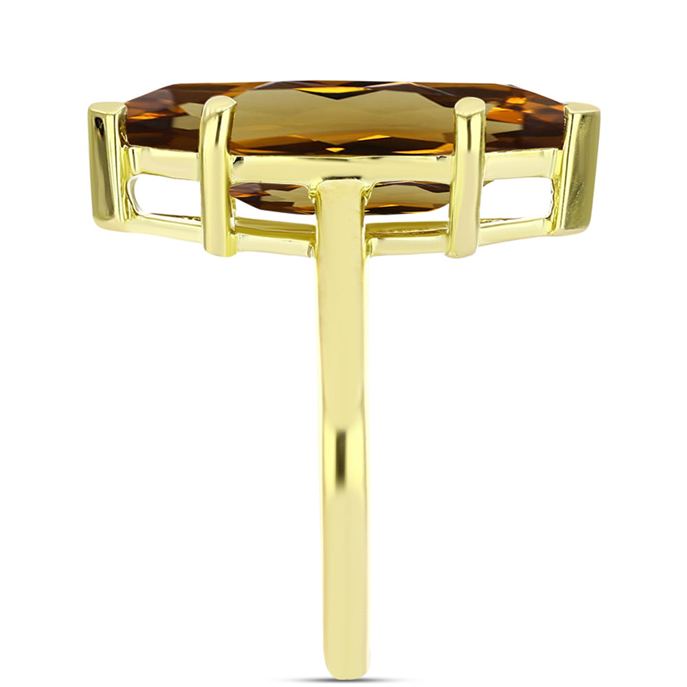 Goldplattierter Silberring mit Cognac-Quarz