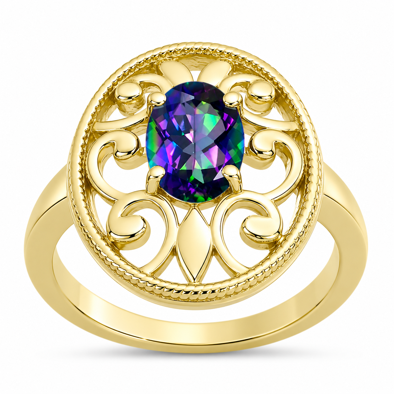 Goldplattierter Silberring mit mystischem Topas