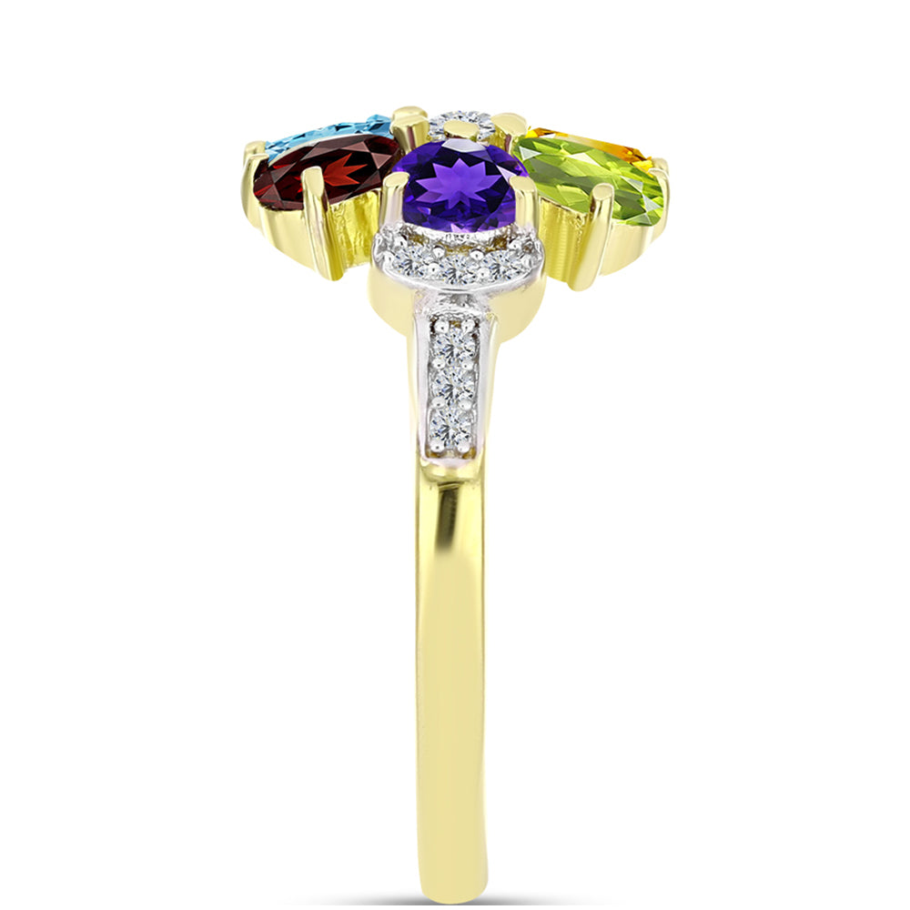 Goldplattierter Silberring mit Barton Granat und marokkanischem Amethyst