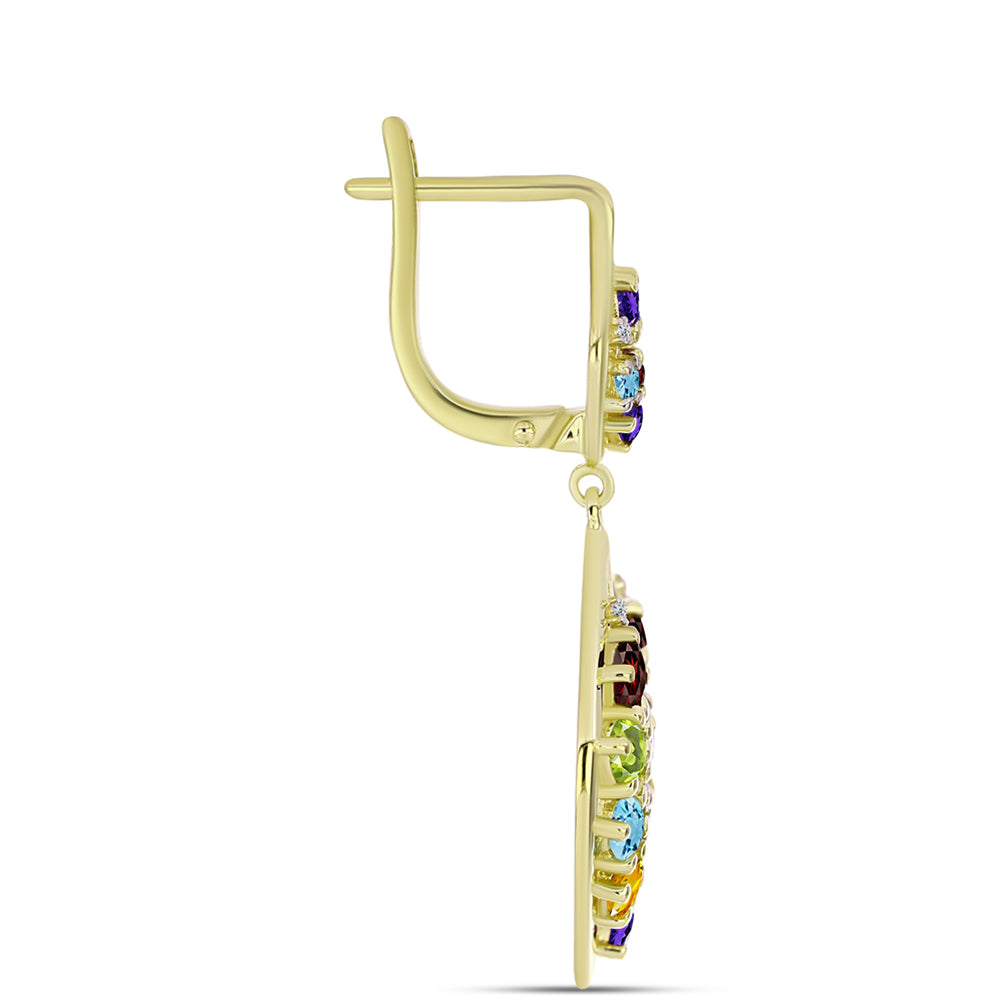 Goldplattierte Silberohrringe mit Barton Granat und marokkanischem Amethyst