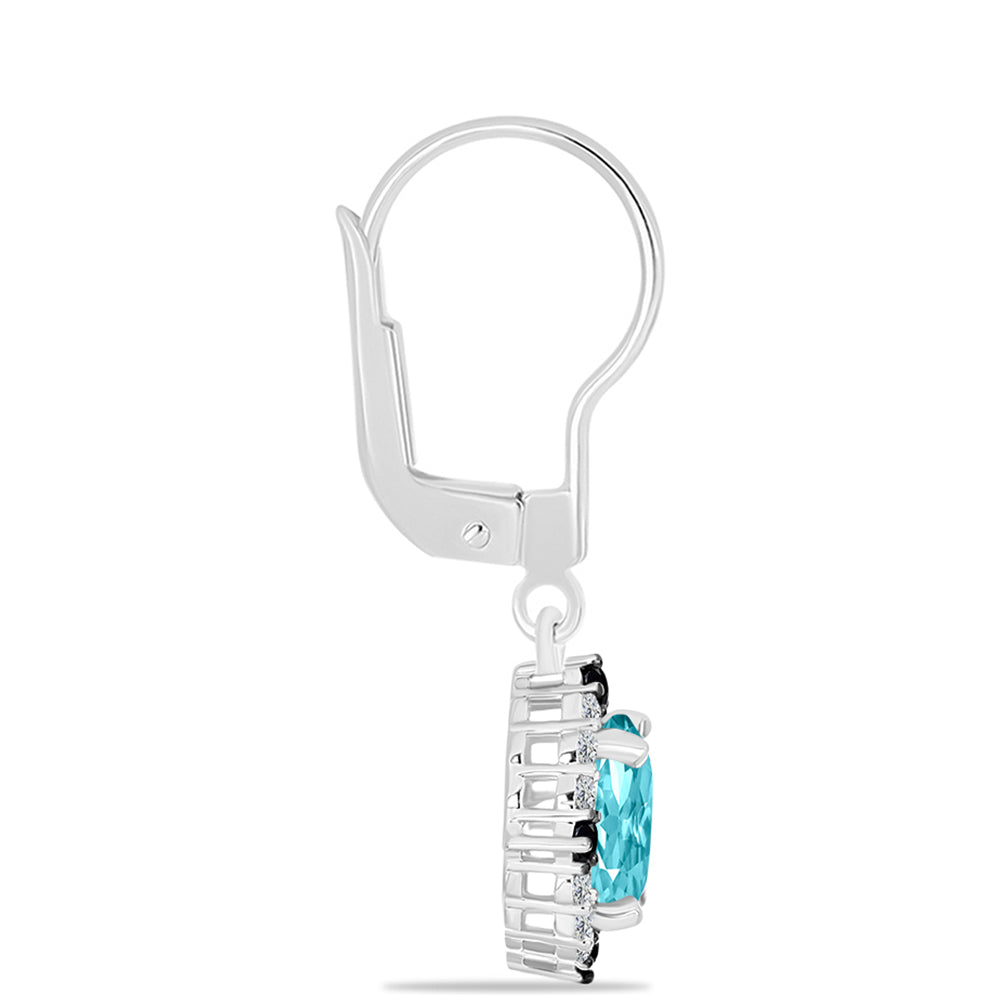 Silberohrringe mit Paraiba Quarz und schwarzem Spinell