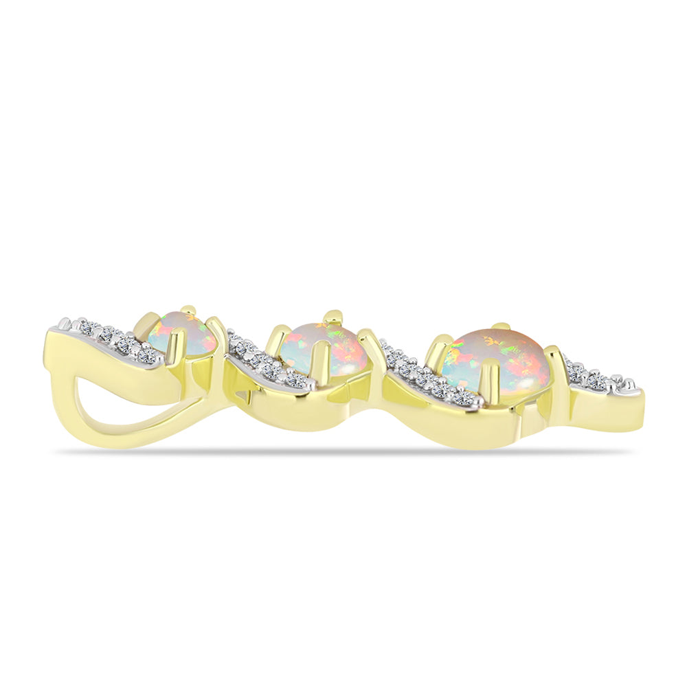 Goldplattierter Silberanhänger mit Welo-Opal und weißem Topas