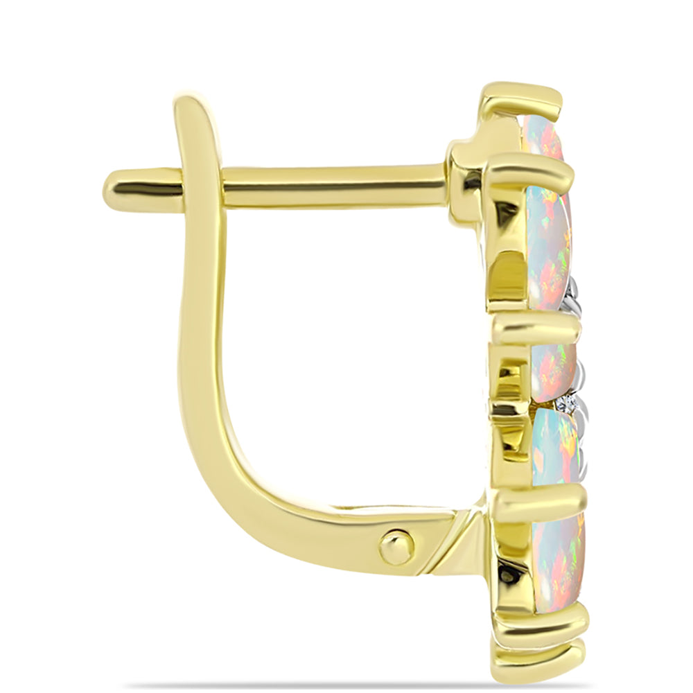 Goldplattierte Silberohrringe mit Welo-Opal und weißem Topas