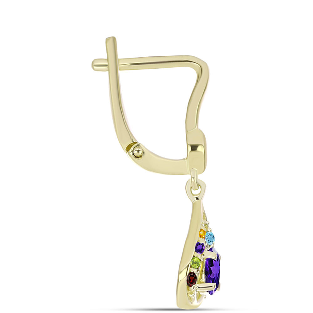 Goldplattierte Silberohrringe mit Barton Granat und marokkanischem Amethyst