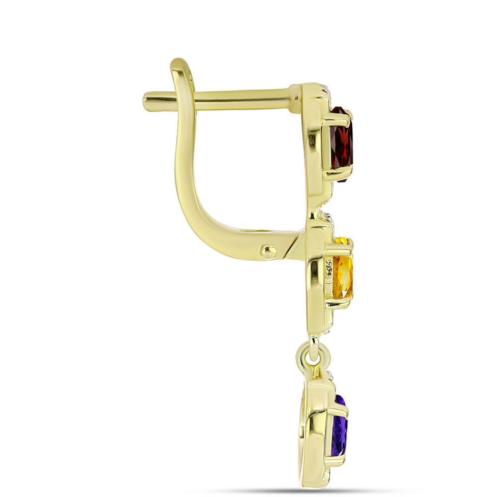 Goldplattierte Silberohrringe mit Barton Granat und marokkanischem Amethyst