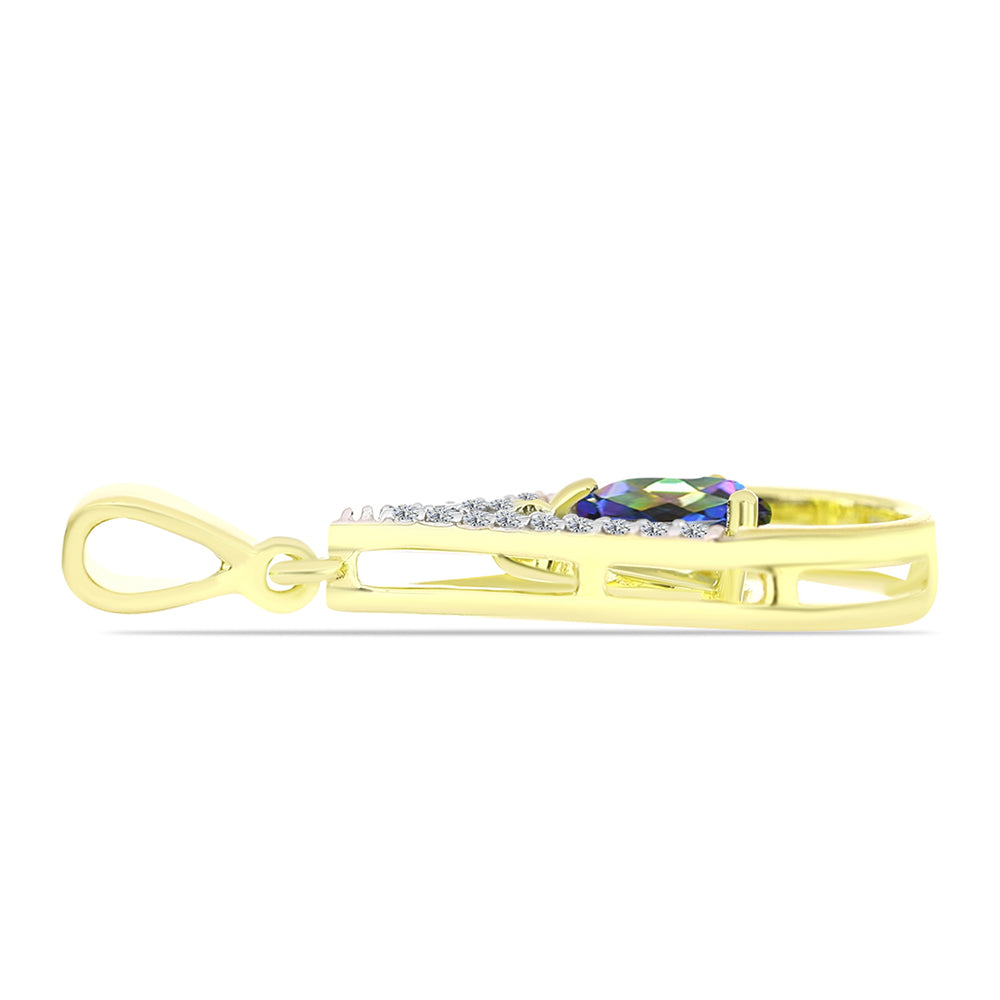 Goldplattierter Silberanhänger mit mystischem Topas und weißem Topas