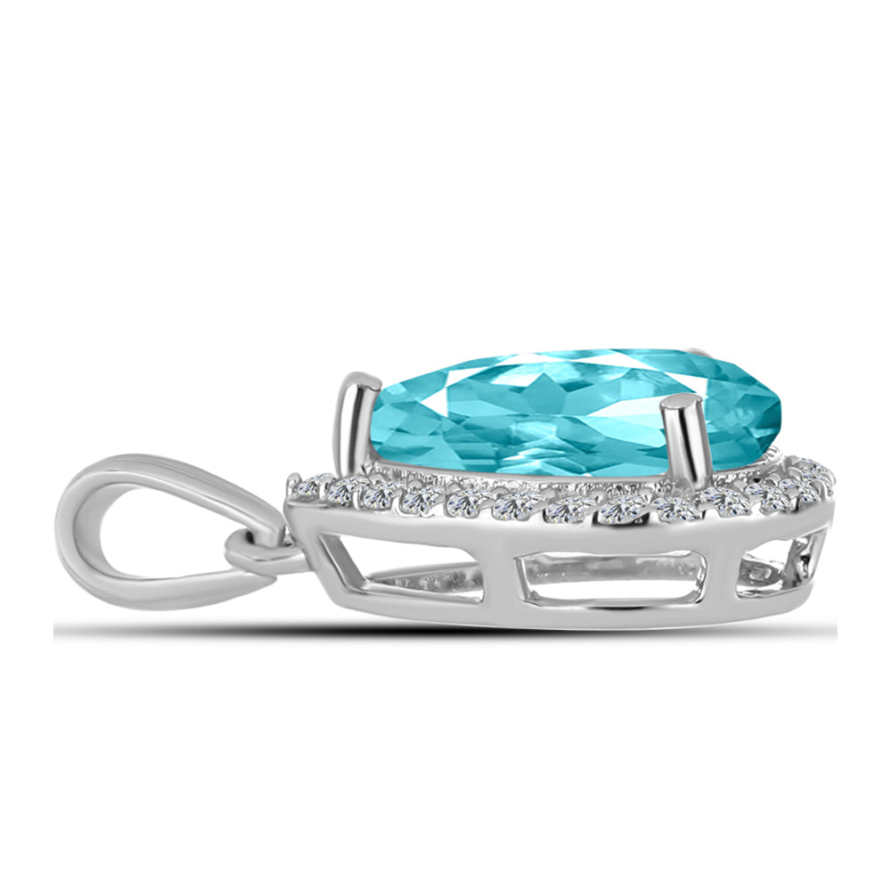 Silberanhänger mit Paraiba Quarz und weißem Topas