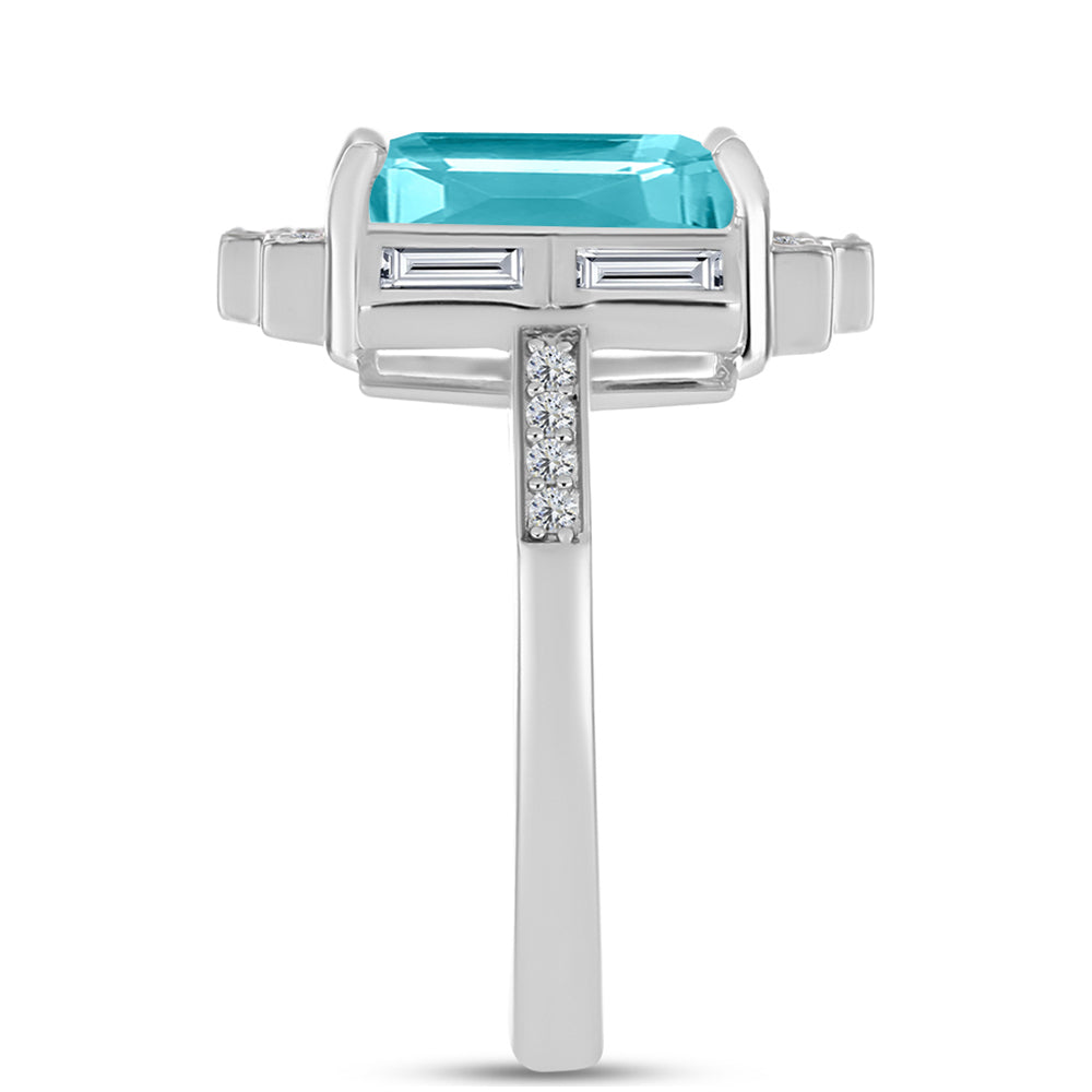 Silberring mit Paraiba Quarz und weißem Topas