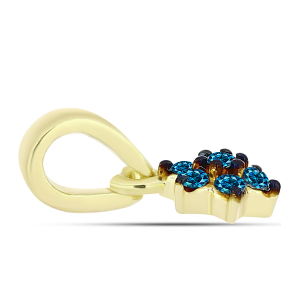 Goldplattierter Silberanhänger mit blauem Diamant