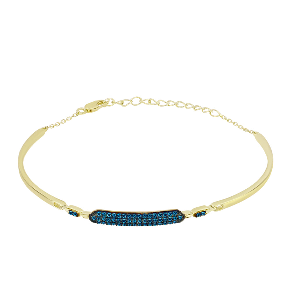 Goldplattiertes Silberarmband mit blauem Diamant
