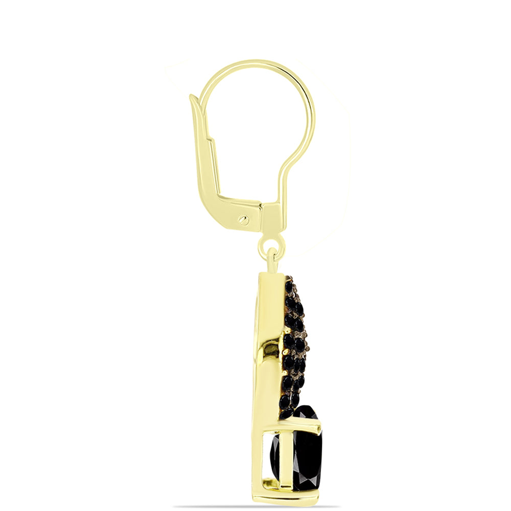 Goldplattierte Silberohrringe mit Obsidian und schwarzem Spinell