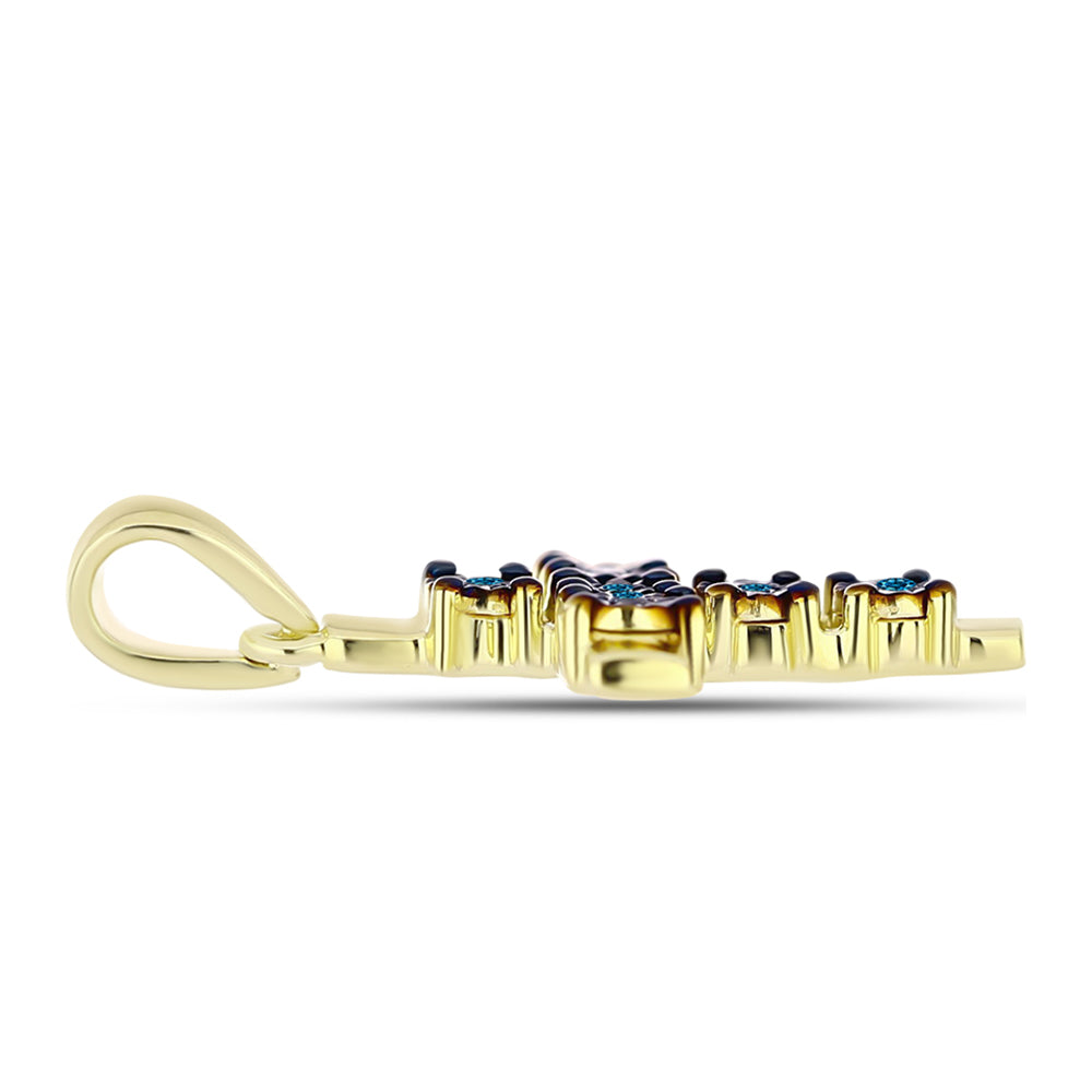 Goldplattierter Silberanhänger mit blauem Diamant