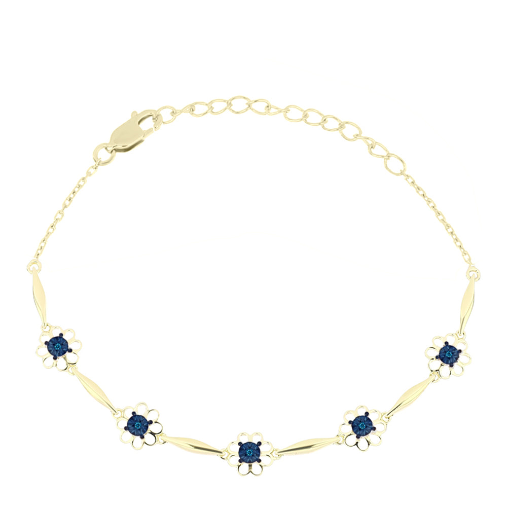 Goldplattiertes Silberarmband mit blauem Diamant
