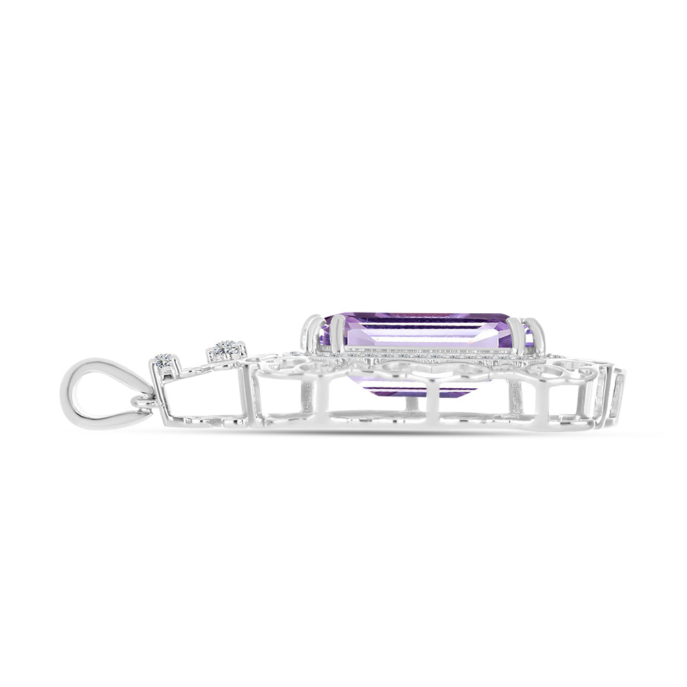 Silberanhänger mit Rose De France Amethyst und weißem Topas