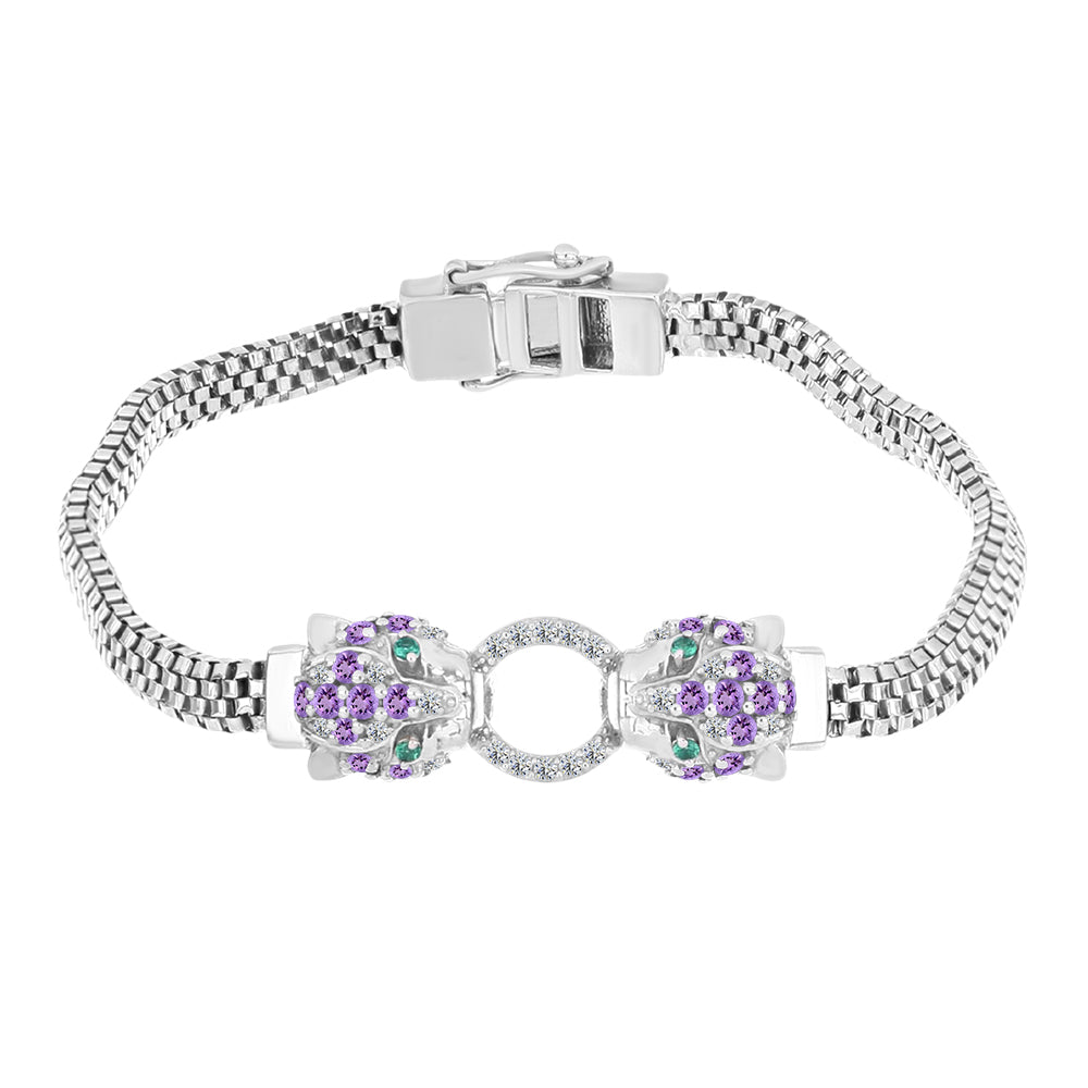 Silberarmband mit Rose De France Amethyst und weißem Topas