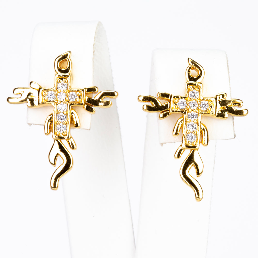 Schmuckgarnitur aus aus goldplattierter Legierung mit weißem Emporia® Kristall