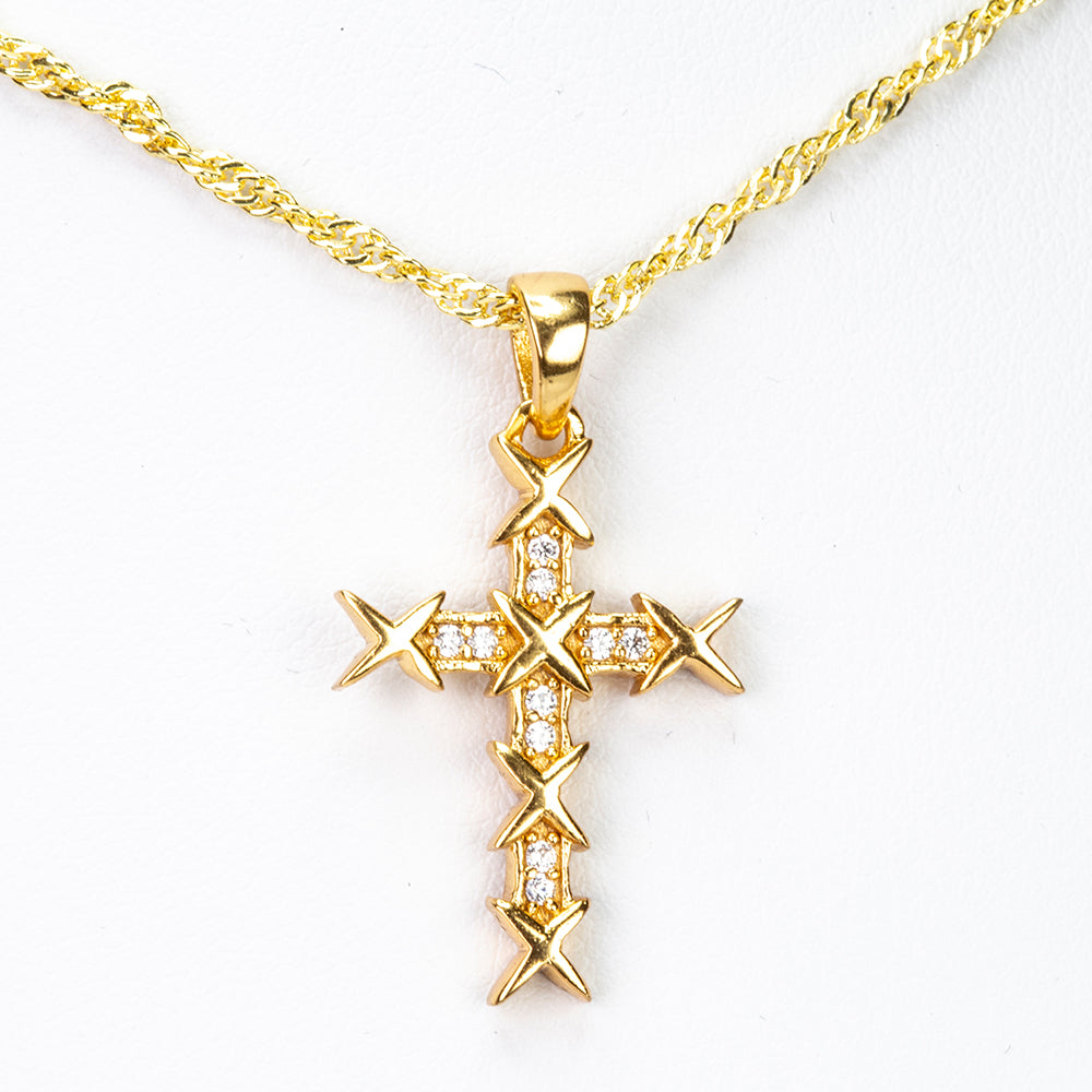 Schmuckgarnitur aus aus goldplattierter Legierung mit weißem Emporia® Kristall