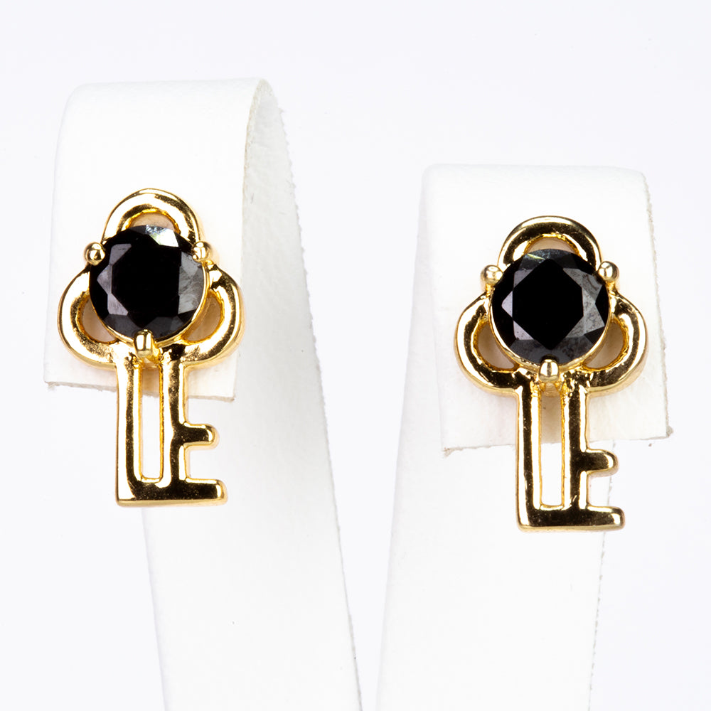 Schmuckgarnitur aus aus goldplattierter Legierung mit schwarzem Emporia®-Kristall